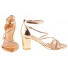 Sandały na obcasie słupku 6,5 cm. szampańskie