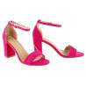 Sandały zamszowe na słupku 8,5 cm. zakryta pięta fuksja