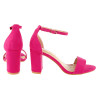 Sandały zamszowe na słupku 8,5 cm. zakryta pięta fuksja