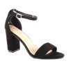 Sandały zamszowe na słupku 8,5 cm. zakryta pięta czarne