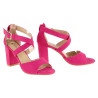 Sandały zamszowe na obcasie słupku 8,5 cm. fuksja