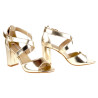 Sandały damskie na obcasie słupku 8,5 cm. złote