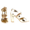 Sandały damskie na obcasie słupku 8,5 cm. złote