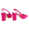 Czółenka sandały zamszowe na słupku 9 cm. fuksja