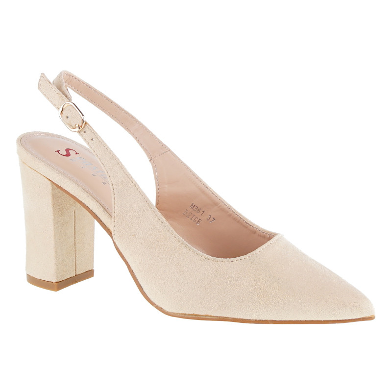 Czółenka sandały zamszowe na słupku 9 cm. beżowe