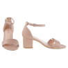 Sandały zamszowe na słupku 6 cm. zakryta pięta khaki beż