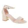 Sandały zamszowe na słupku 6 cm. zakryta pięta beżowe
