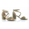 Sandały zamszowe na słupku 5,5 cm. zielone khaki