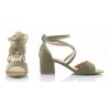 Sandały zamszowe na słupku 5,5 cm. zielone khaki