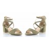 Sandały zamszowe na słupku 5,5 cm. zielone khaki
