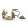Sandały zamszowe na słupku 5,5 cm. zielone khaki