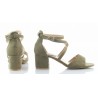 Sandały zamszowe na słupku 5,5 cm. zielone khaki