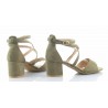 Sandały zamszowe na słupku 5,5 cm. zielone khaki