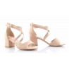 Sandały zamszowe na słupku 5,5 cm. pudrowy róż